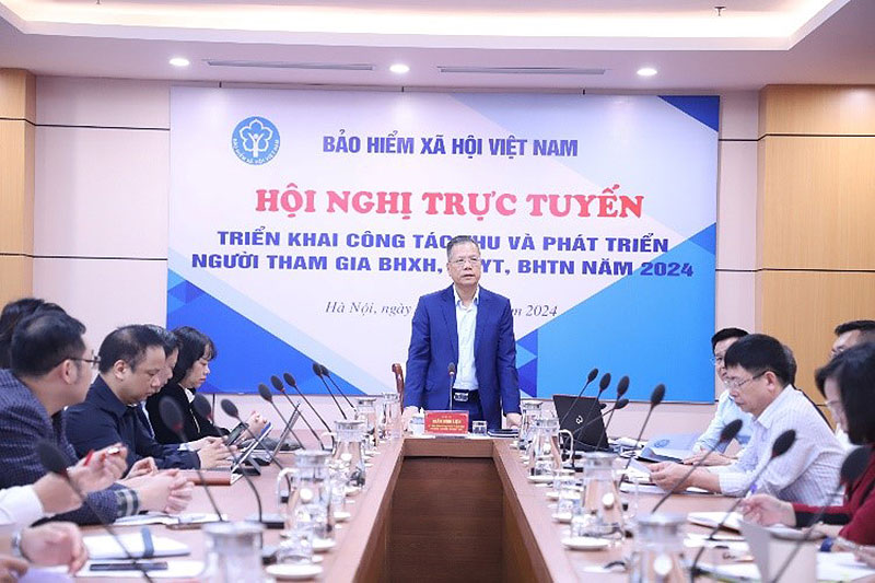 Bảo hiểm xã hội Việt Nam tổ chức Hội nghị trực tuyến triển khai công tác thu và phát triển người tham gia bảo hiểm xã hội, bảo hiểm y tế, bảo hiểm thất nghiệp năm 2024